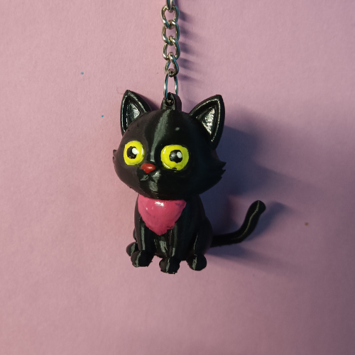 3d printed cat keychain – white | cute cat key ring for cat lovers & gifts