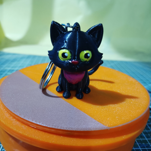 3d printed cat keychain – white | cute cat key ring for cat lovers & gifts