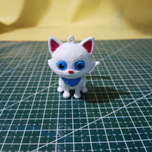 3d printed cat keychain – white | cute cat key ring for cat lovers & gifts