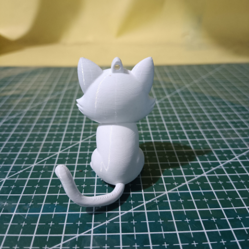 3d printed cat keychain – white | cute cat key ring for cat lovers & gifts